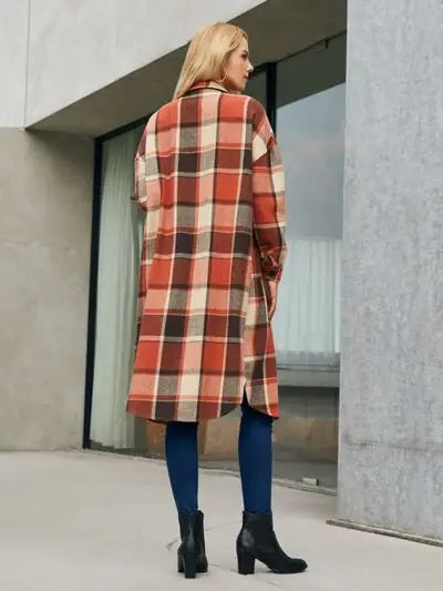 Margot Plaid Trench Coat Caramel 2