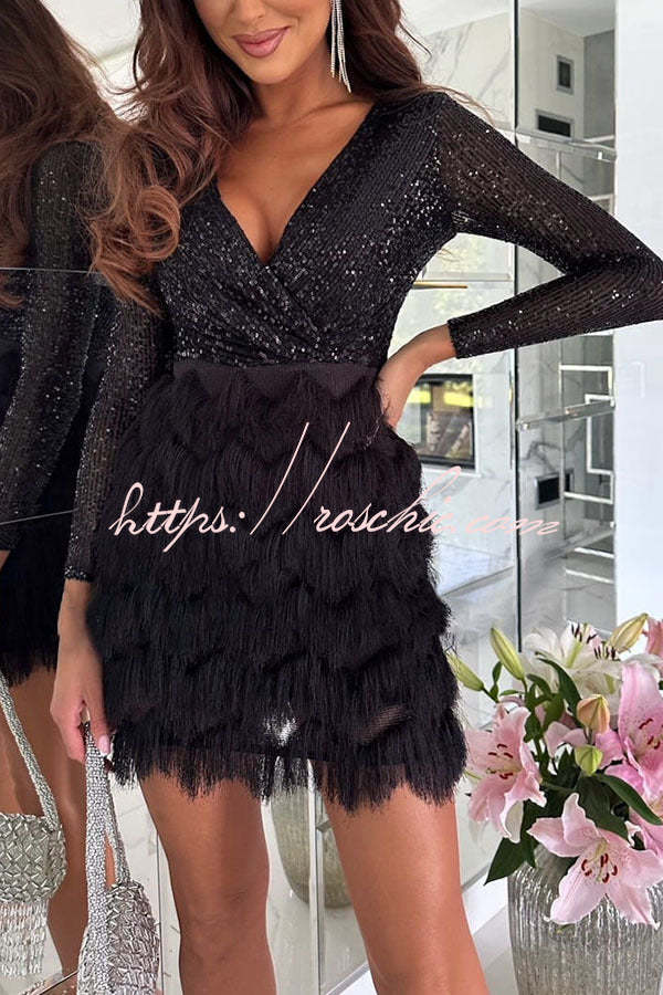 Valentina Sequin Mini Dress in Gold Green 7