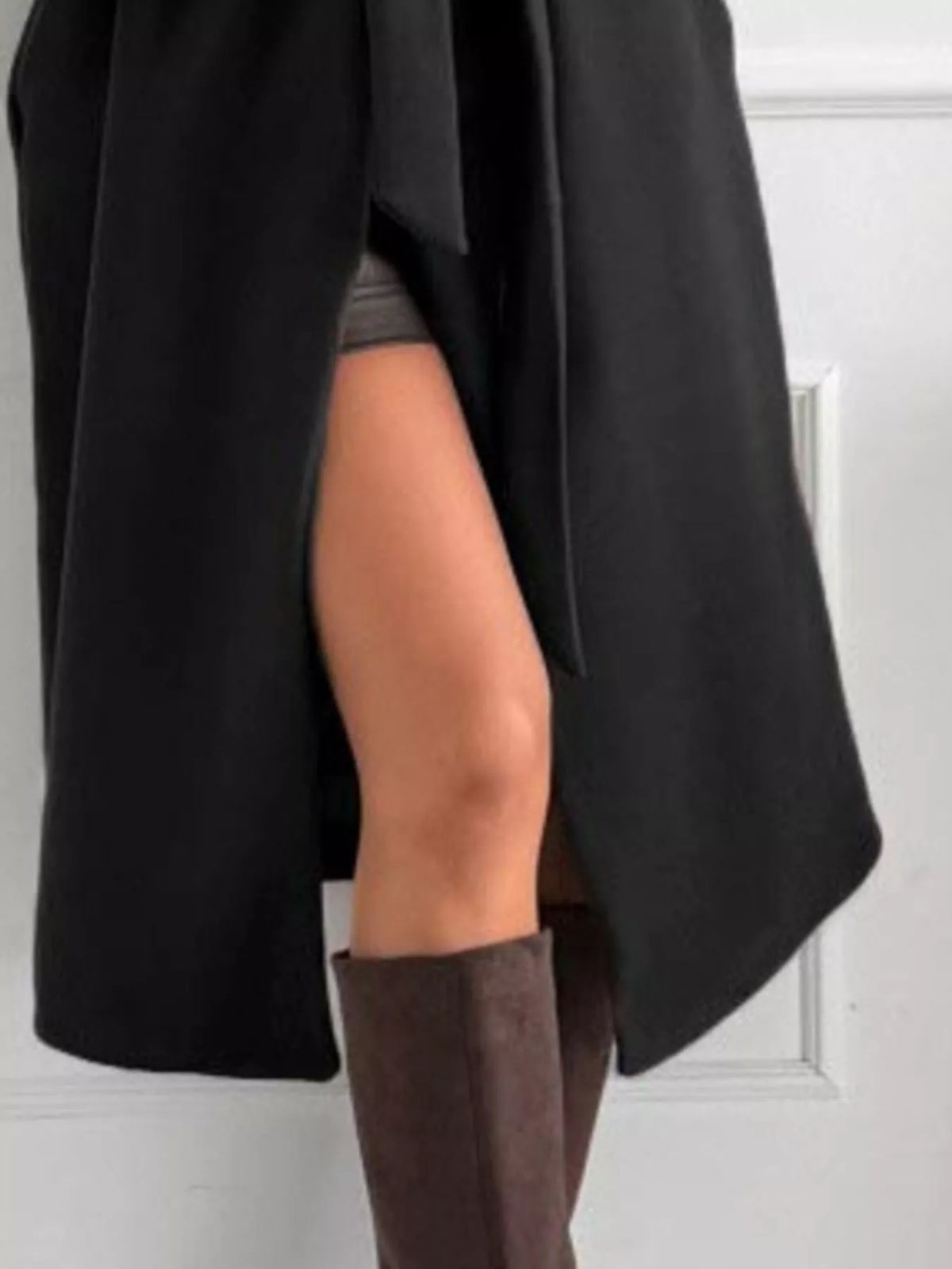 Margot Tie-Waist Longline Coat in Khaki Khaki 3