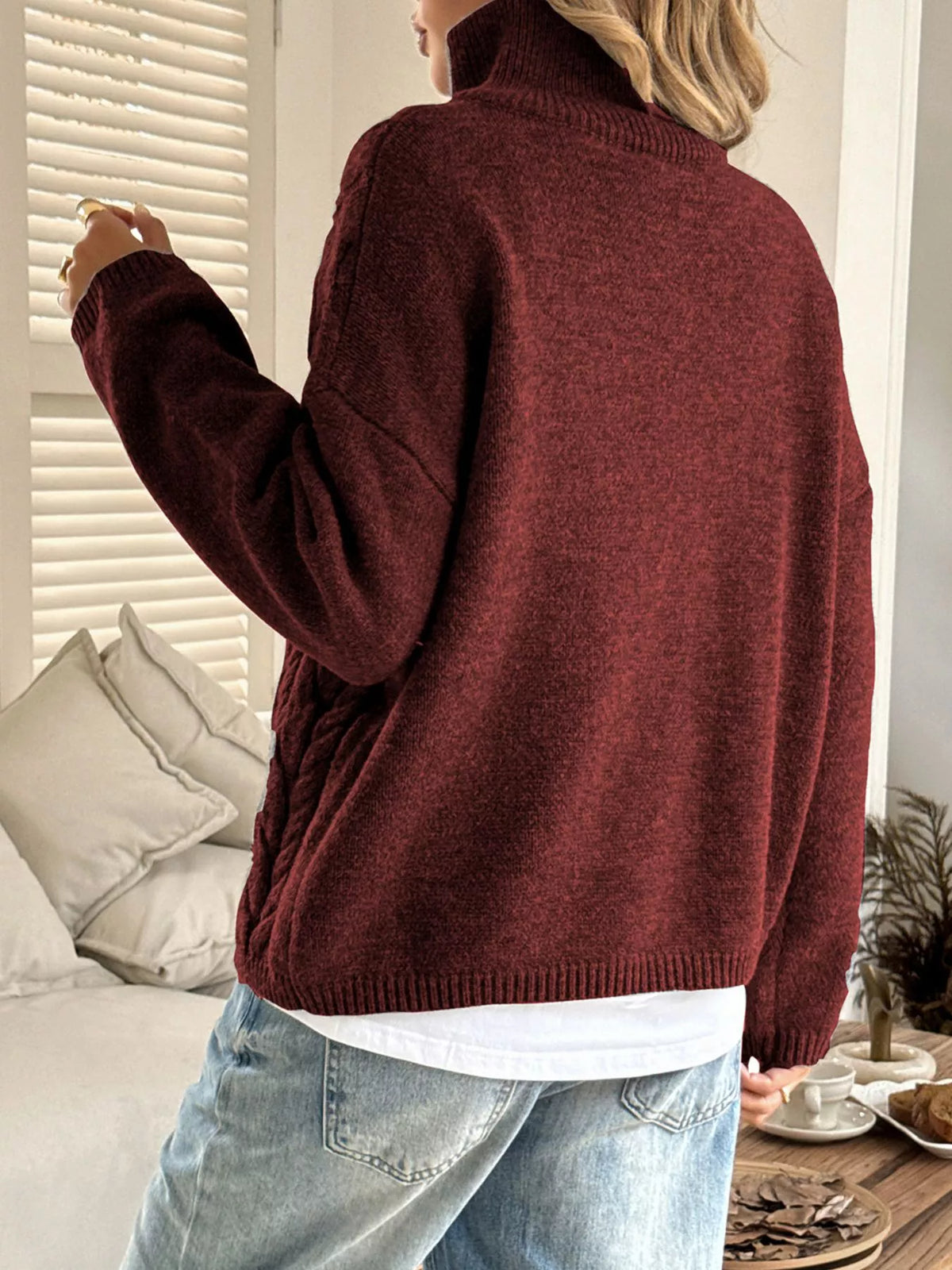 Margot Cable-Knit Sweater Gray 8