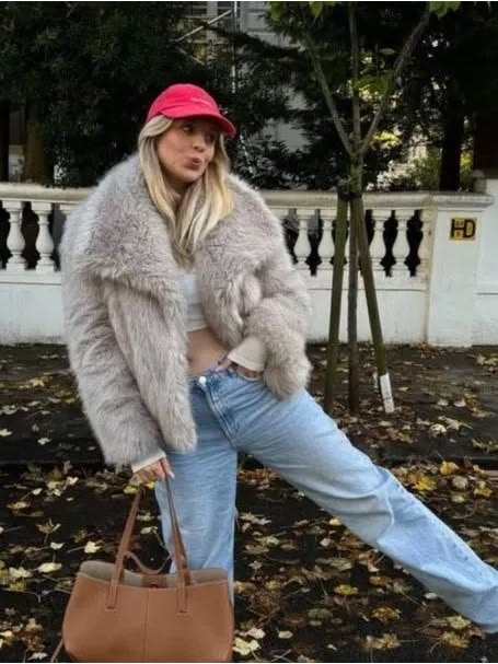 Margot Plush Faux Fur Jacket Gray 1