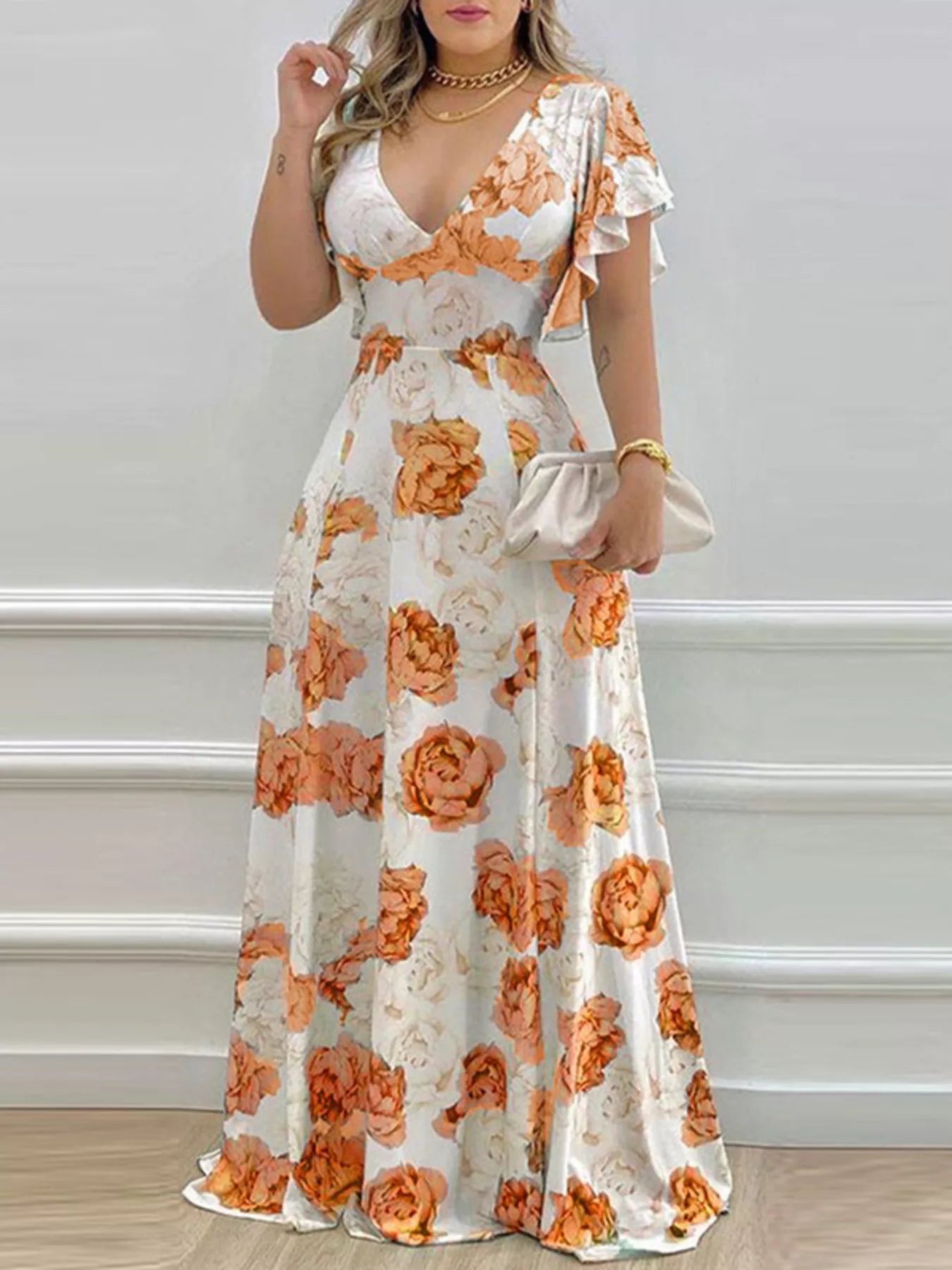 Valentina Floral Maxi Dress Teal 10