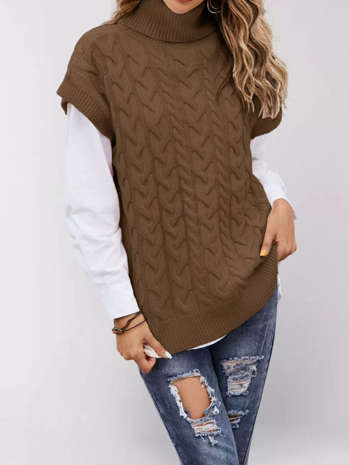 Margot Turtleneck Sweater in Apricot Black 10
