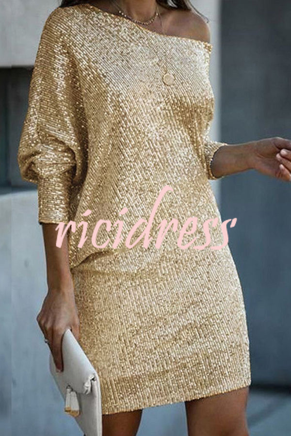 Vivienne Sequin Off-Shoulder Mini Dress Red 1