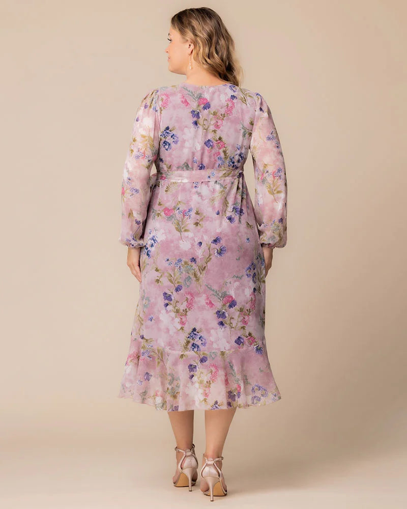 Celestine Metallic High-Low Cocktail Dress Lilac Floral Print 8