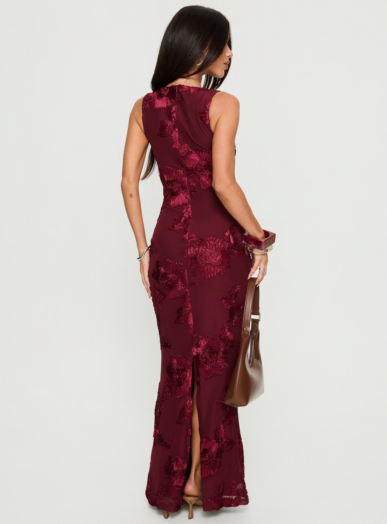 Fionna Floral Maxi Dress Burgundy 5