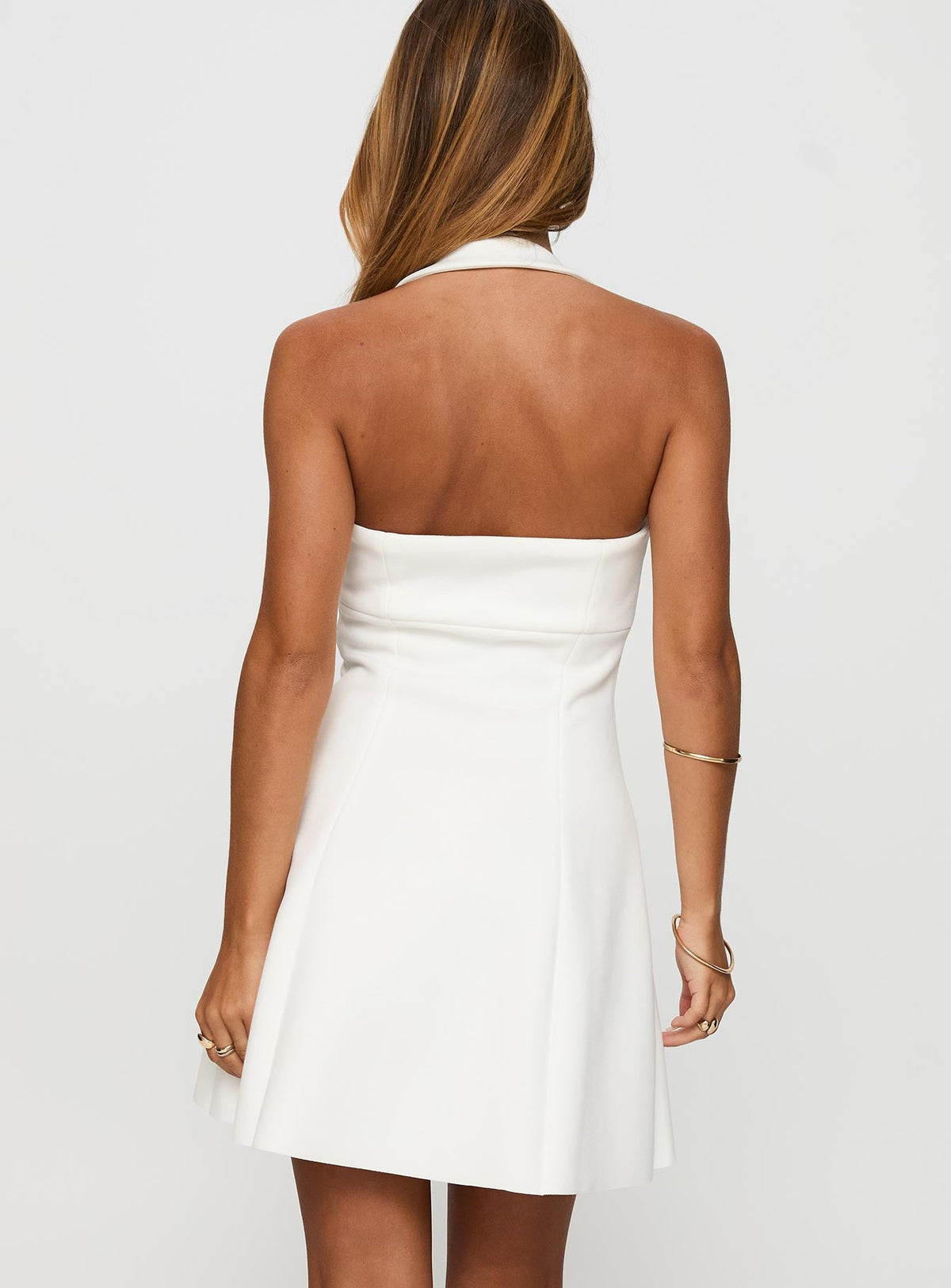 Alyn Halter Mini Dress in White White 5