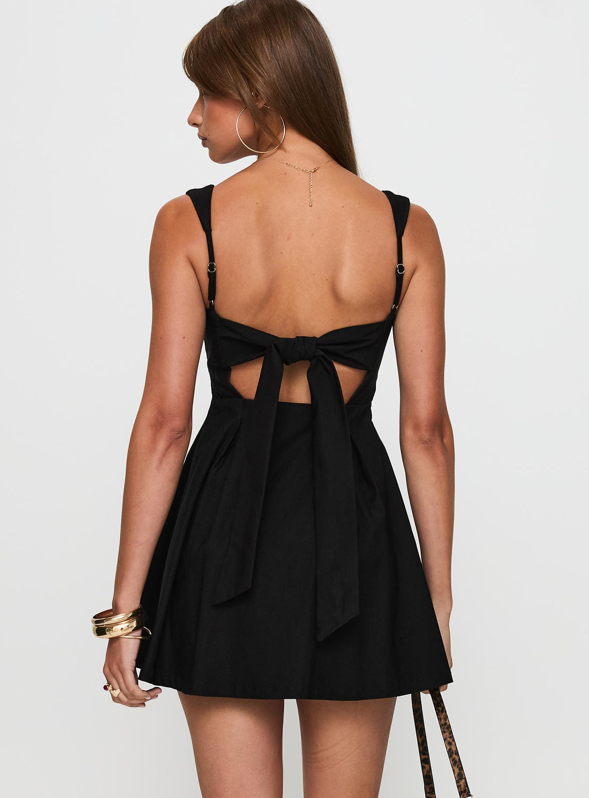 Xanthus Satin Mini Dress in Black BLACK 4