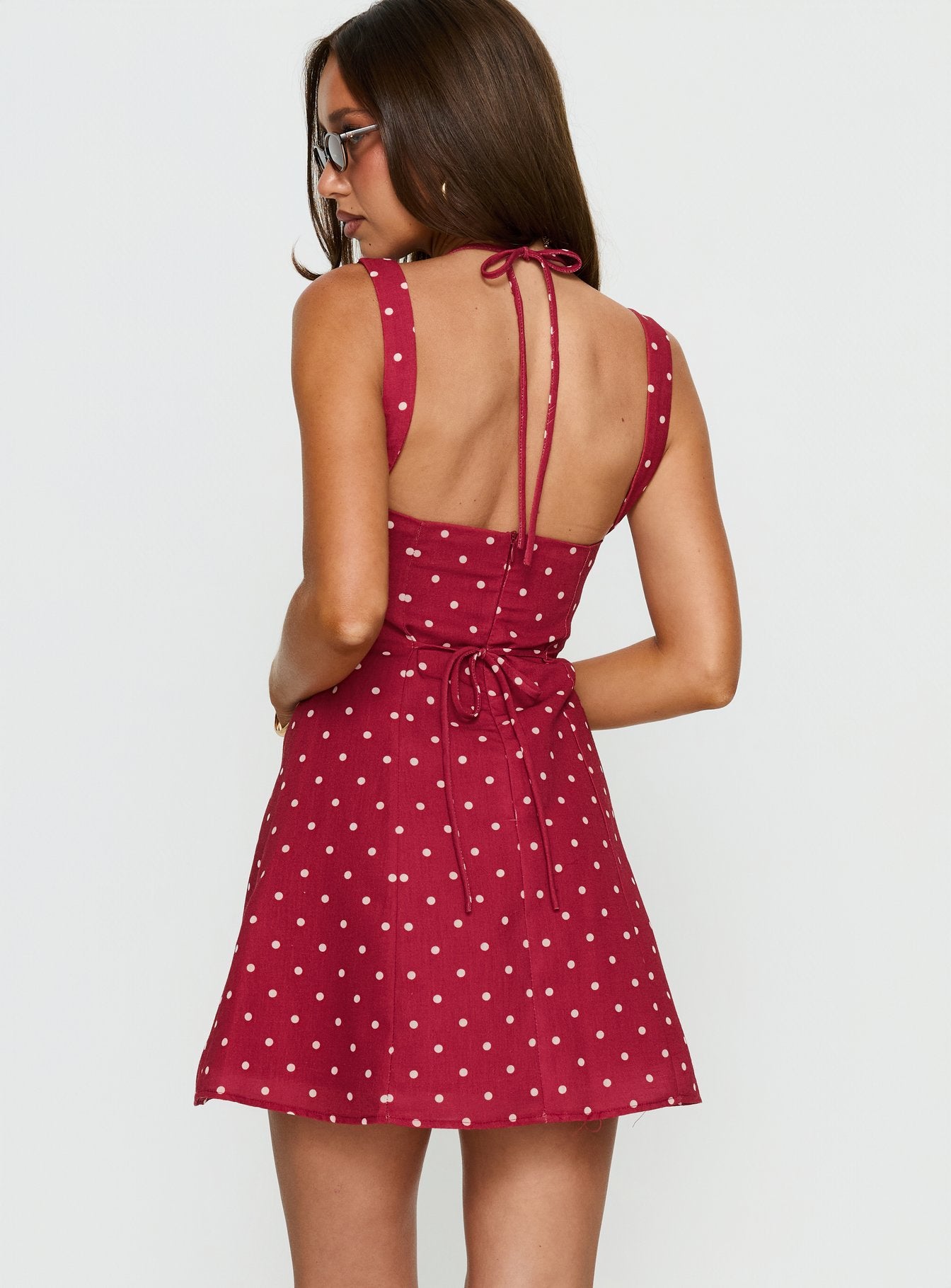 Kourtnae Halter Mini Dress in Red Polka Dot Red Polka Dot 5
