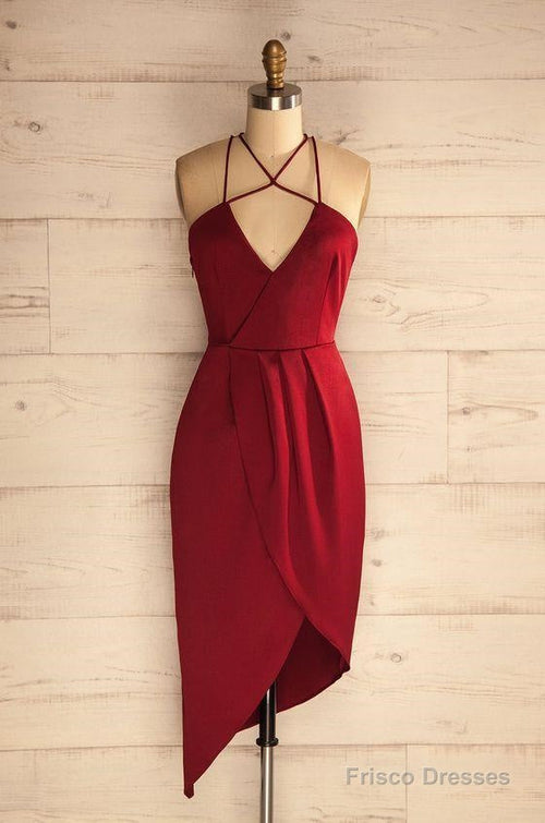 Valentina Satin Halter Dress Red 1