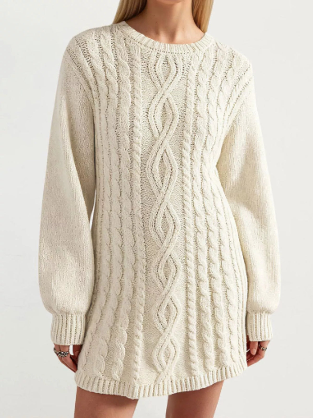Camille Cable Knit Mini Dress Black 2