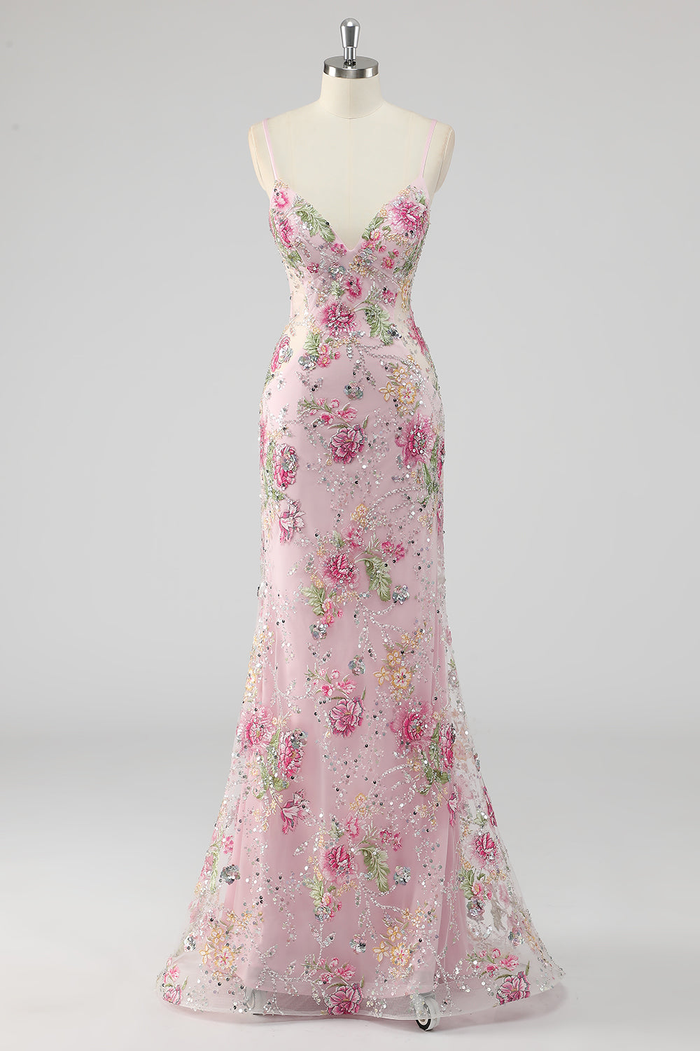 Arabella Sequin Mermaid Gown Pink 1