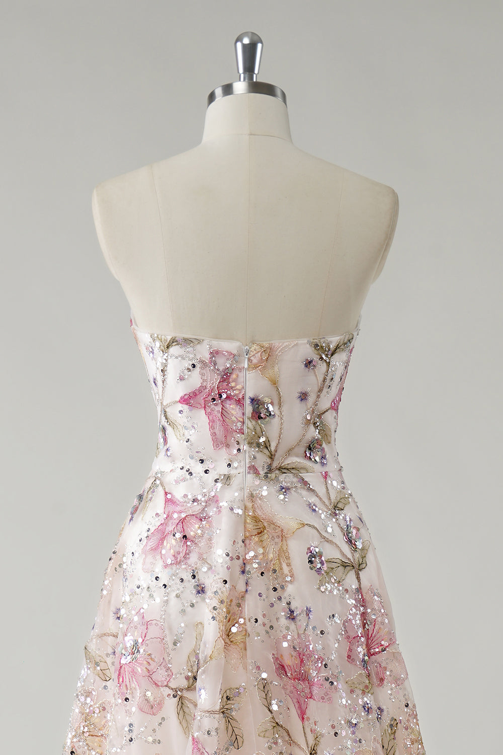 Vivienne Sequin Floral Gown Line Strapless Sequin Floral Long Prom Dress 5