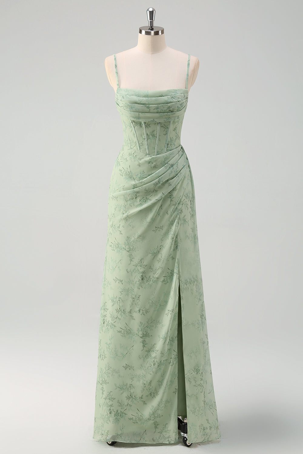 Isolde Chiffon Mermaid Dress Dusty Sage 1