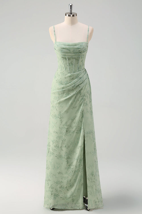 Isolde Chiffon Mermaid Dress Dusty Sage 1