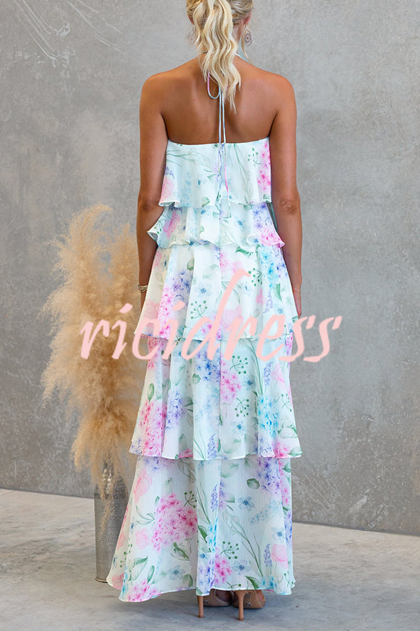 Eden Chiffon Floral Maxi Dress Blue 5