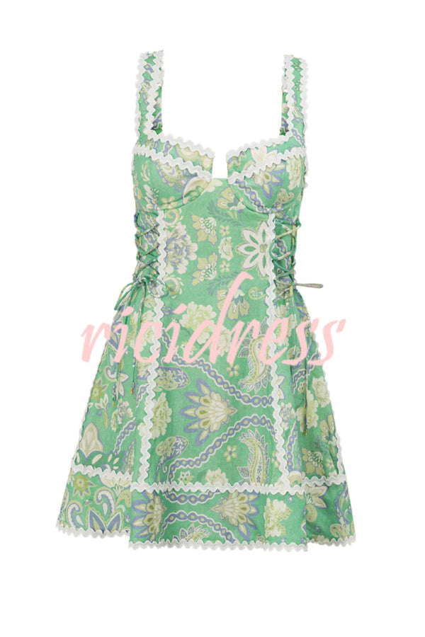 Margot Printed Mini Dress with Serrated Trim Multicolor 8