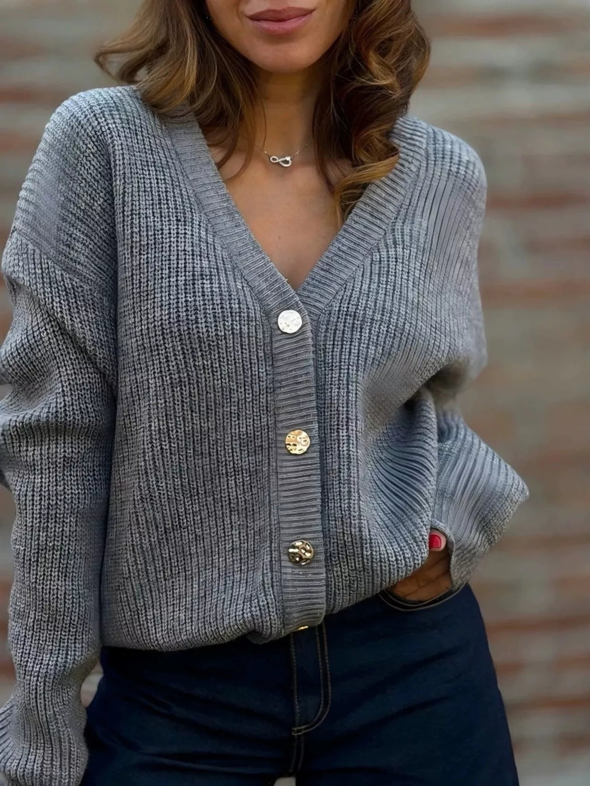 Margot Cardigan in Charcoal Knit Black 1