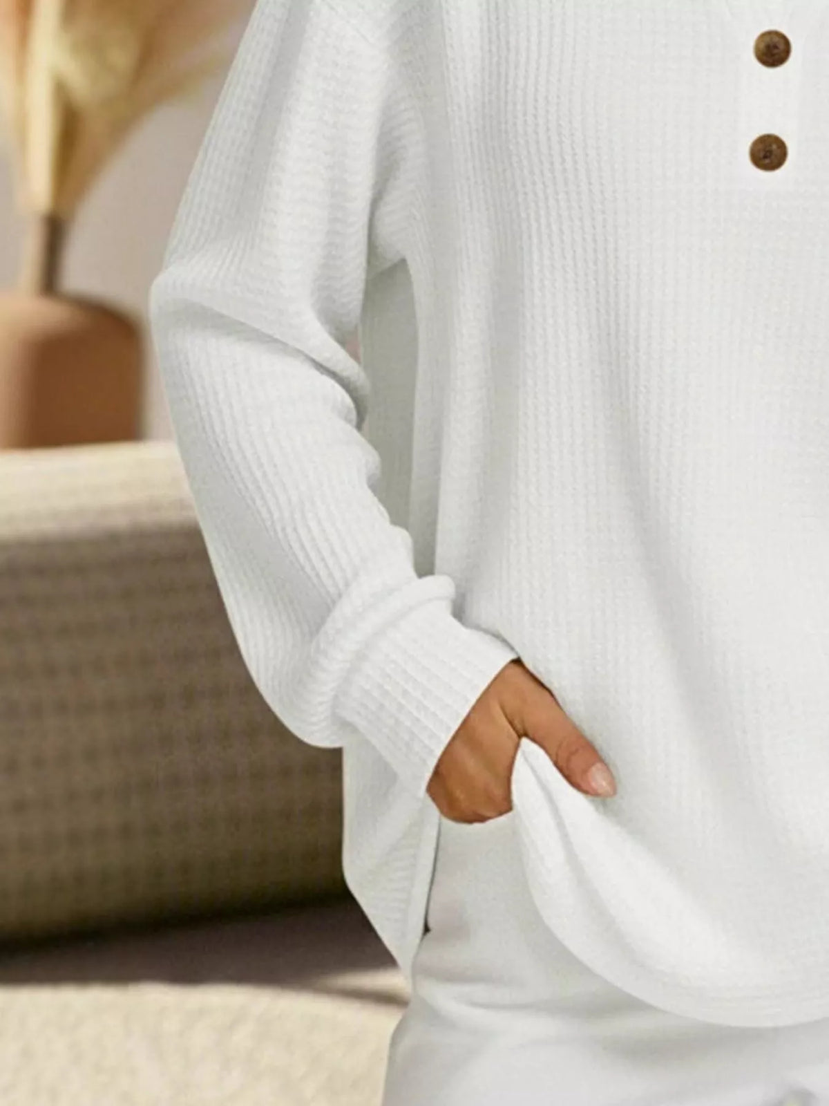 Helena Textured Knit Button-Front Dress White 8