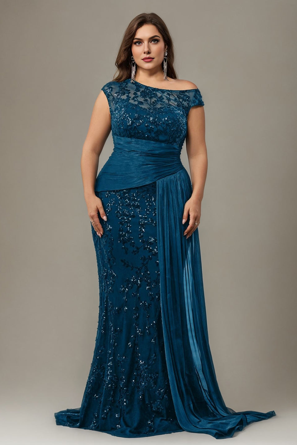 Margot Sequin One-Shoulder Dress in Navyblue Navyblue 10