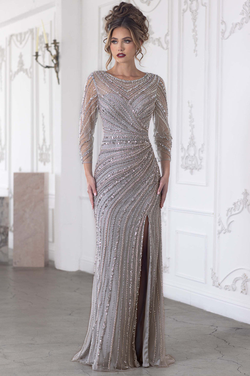 Lenovia Beaded Gold Formal Dress Gold 4