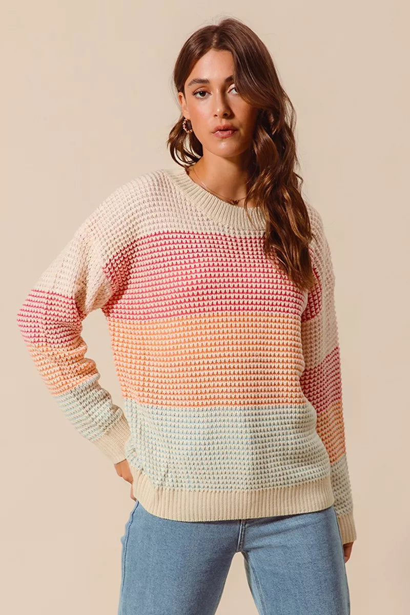 Margot Knit Sweater in Oatmeal Colorblock OATMEAL COMBO 1