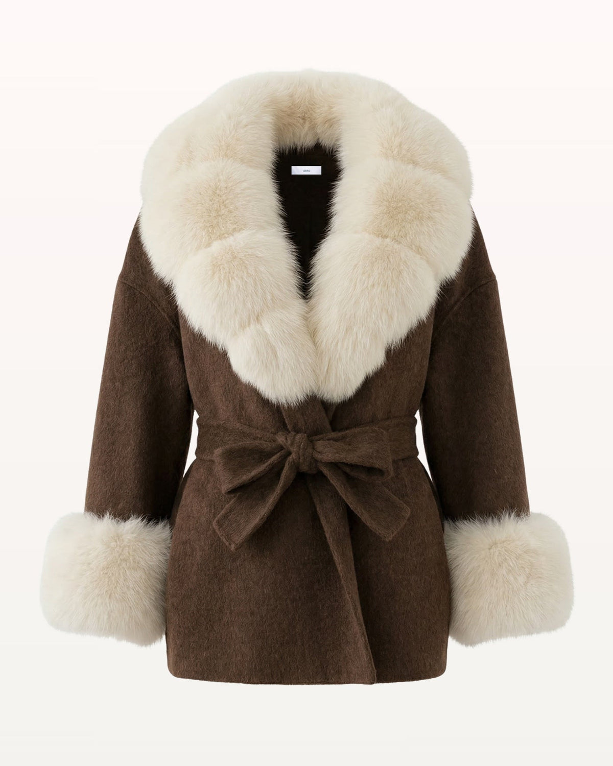 Divina Wool Coat with Fur Collar Coffee Off White 4