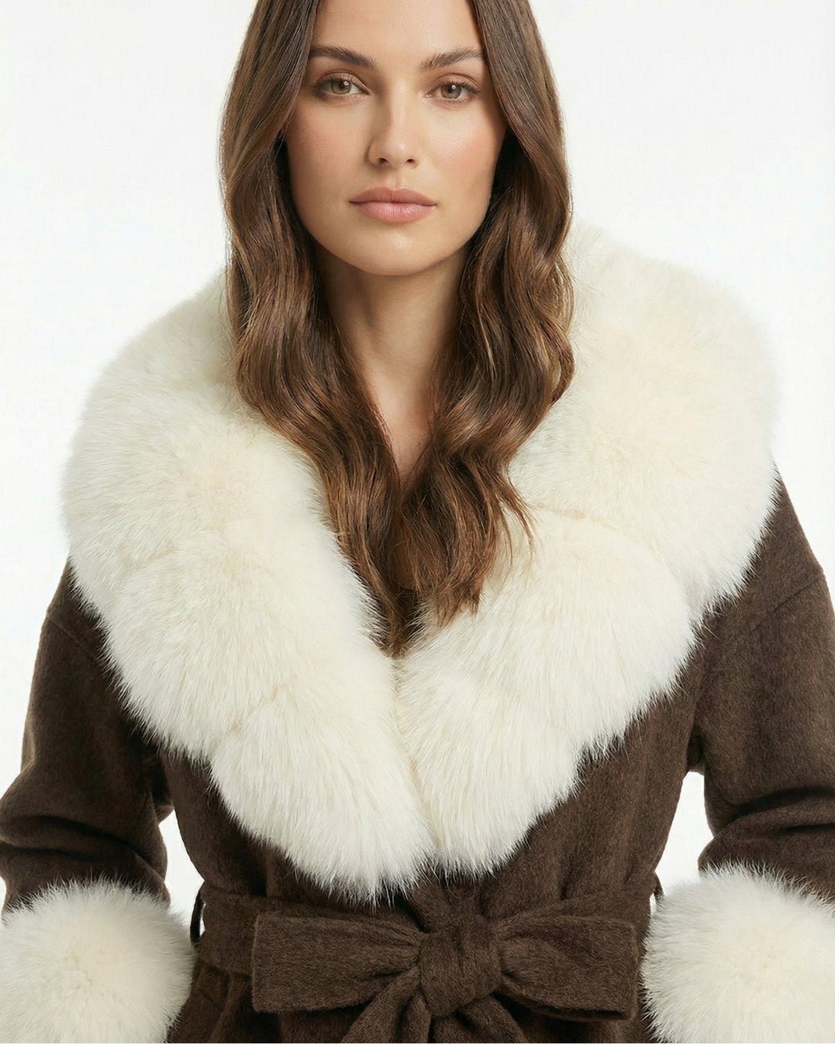 Divina Wool Coat with Fur Collar All Black 6