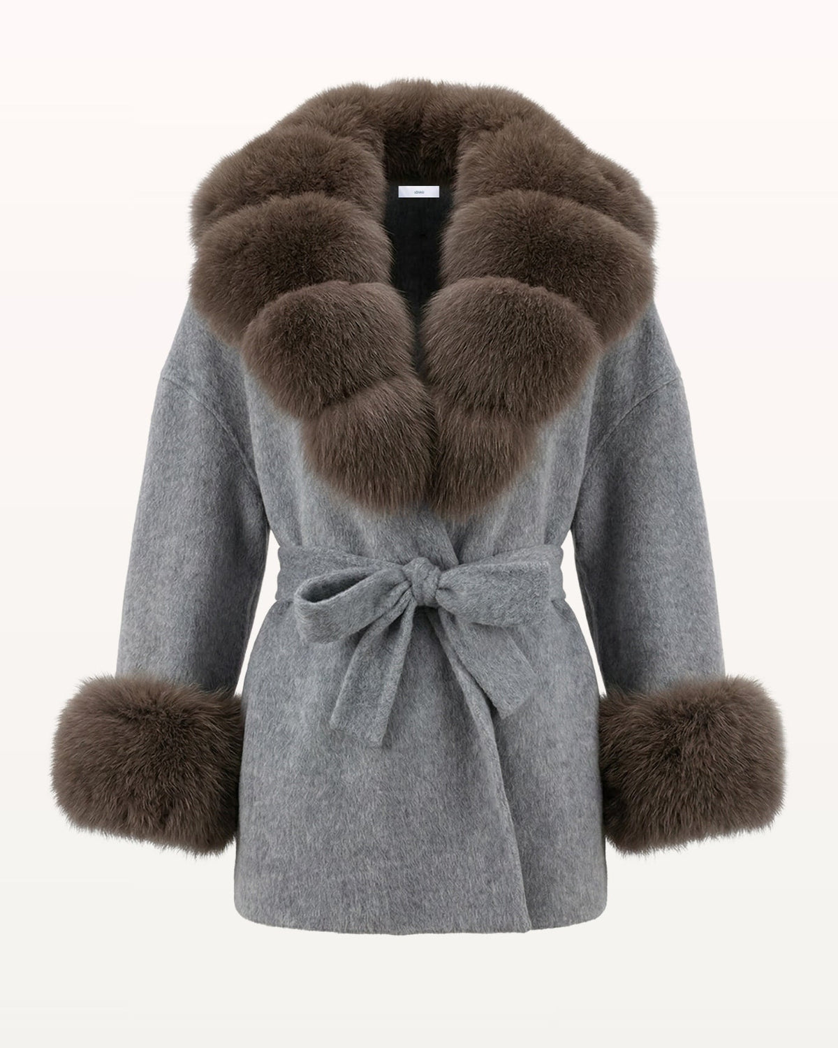 Divina Wool Coat with Fur Collar Coffee Off White 7
