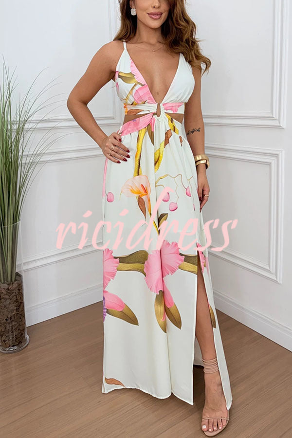 Seinah Floral Lace-Up Maxi Dress Green 9