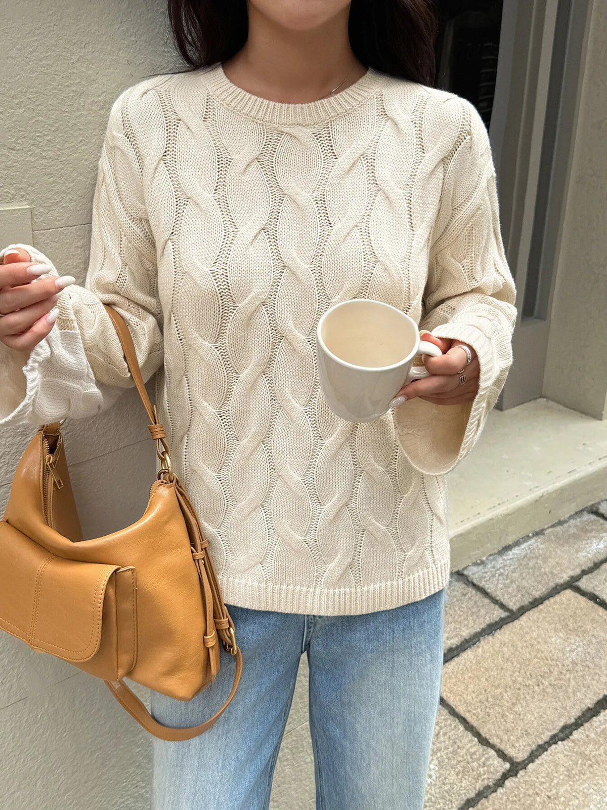 Margot Cable Knit Sweater Dress Yellow 2