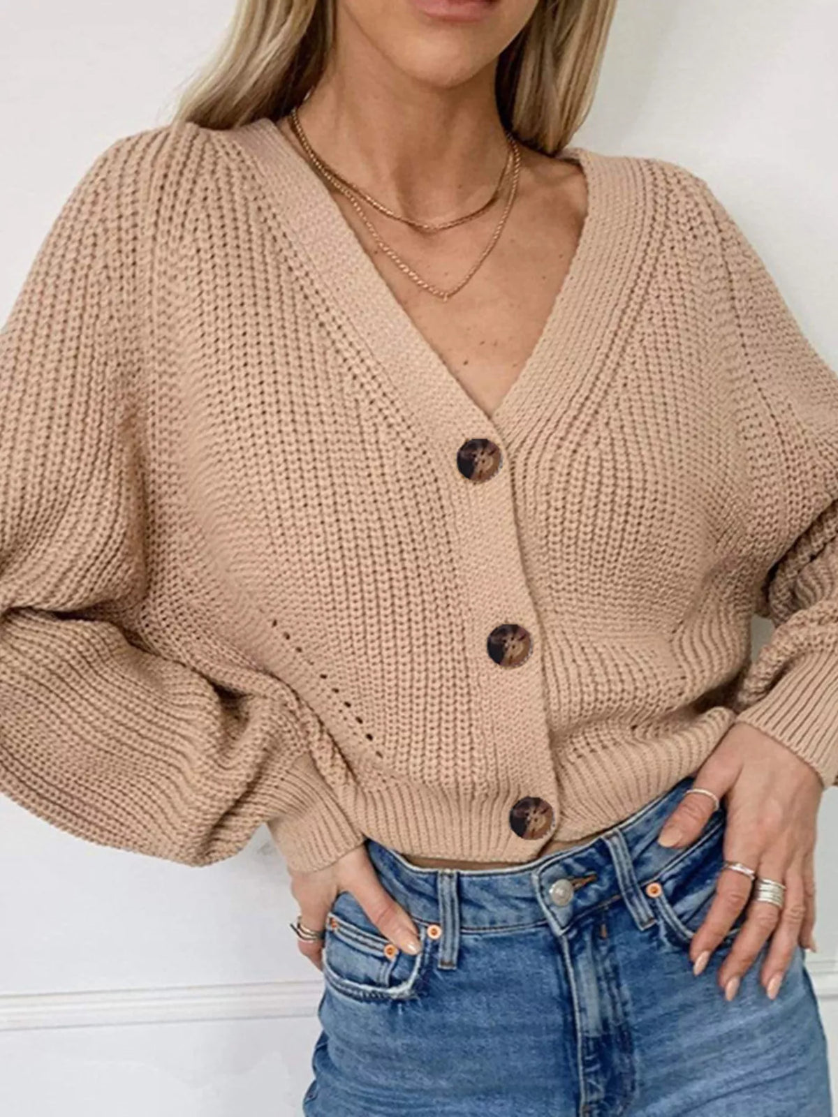 Margot Chunky Knit Cardigan in Khaki Khaki 2