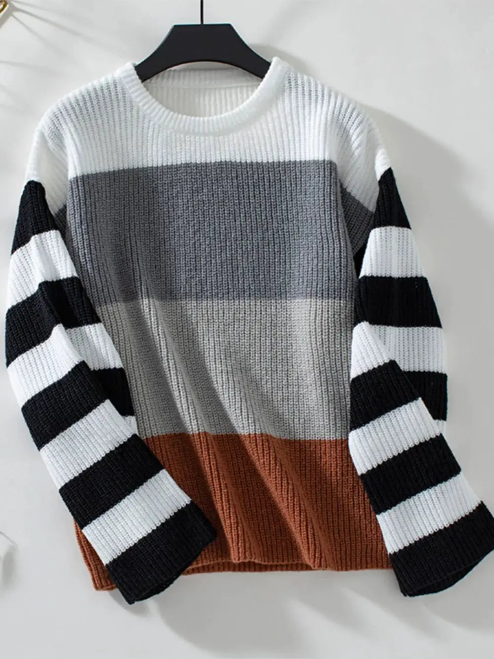 Margot Color-Block Knit Sweater Blush Pink 6