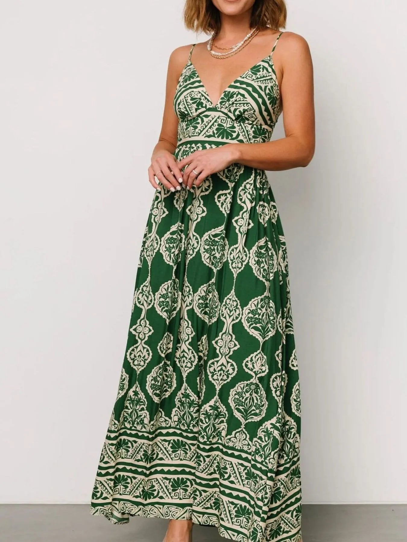 Margot Printed Tiered Dress Neck Maxi Cami Dress 4