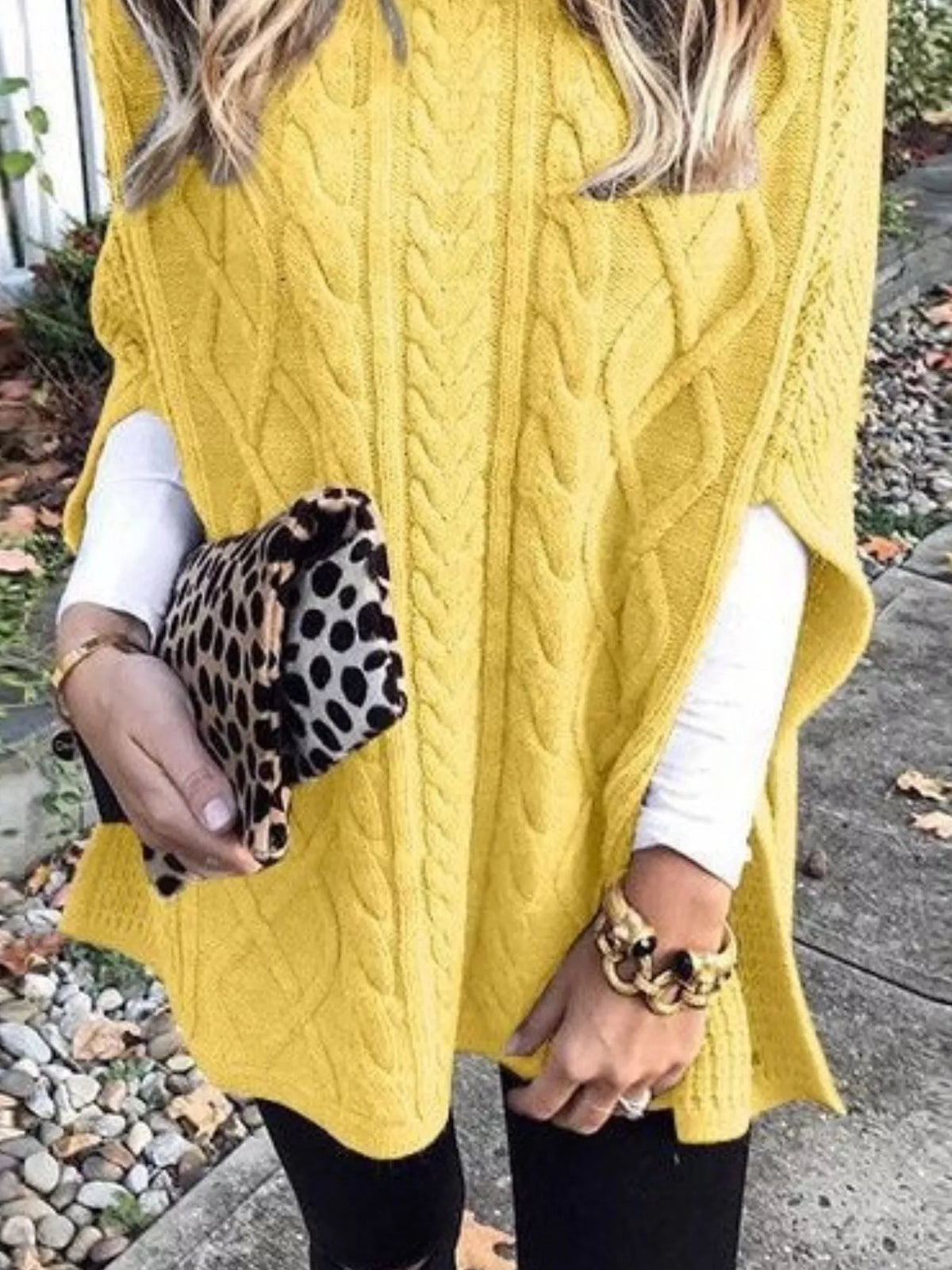 Margot Turtleneck Sweater Poncho Apricot 9