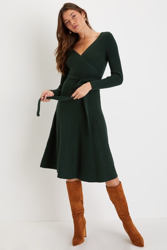 Emilia Emerald Sweater Midi Dress Emerald 1