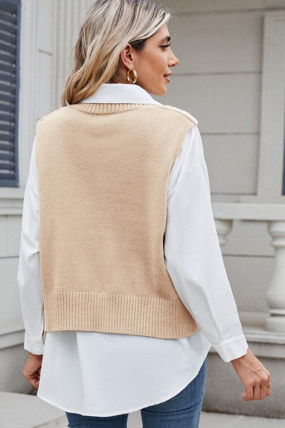 Margot Cable-Knit Sweater Vest Gray 9