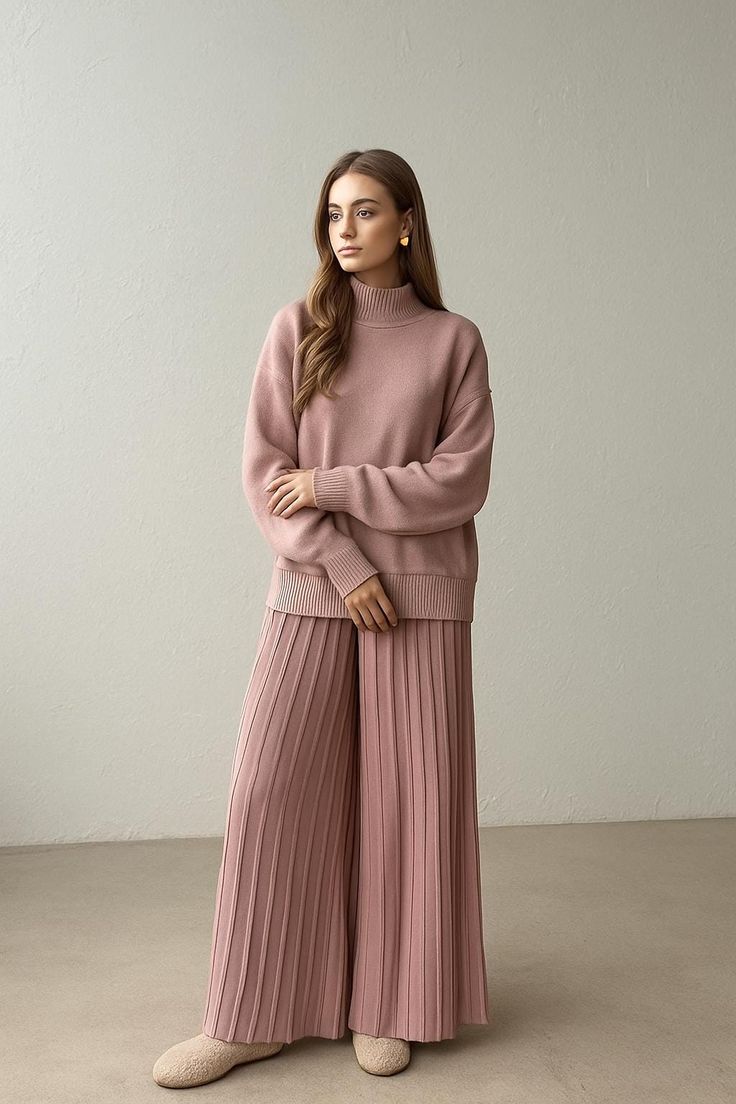 Ginevra Merino Wool Knit Set Rose 1