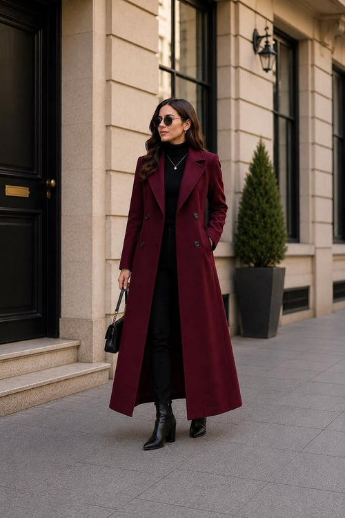 Margot Wool Overcoat Wine 1