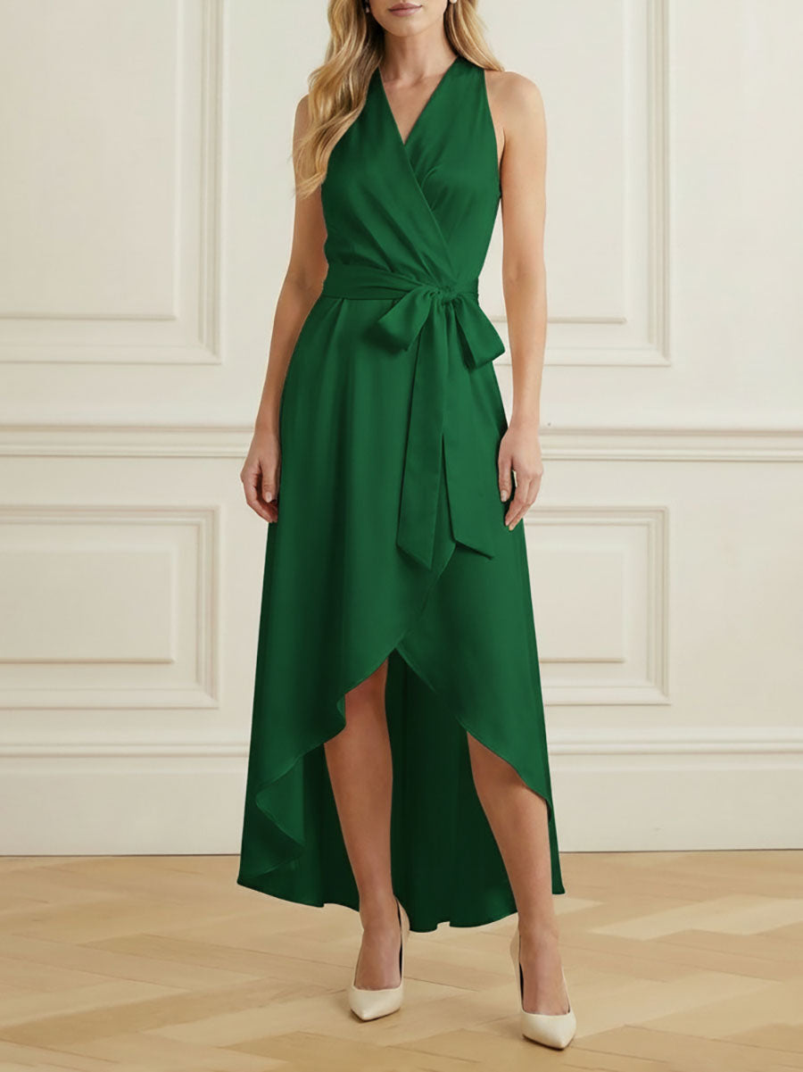 Valentina High-Low Ruffle Maxi Dress GREEN 6