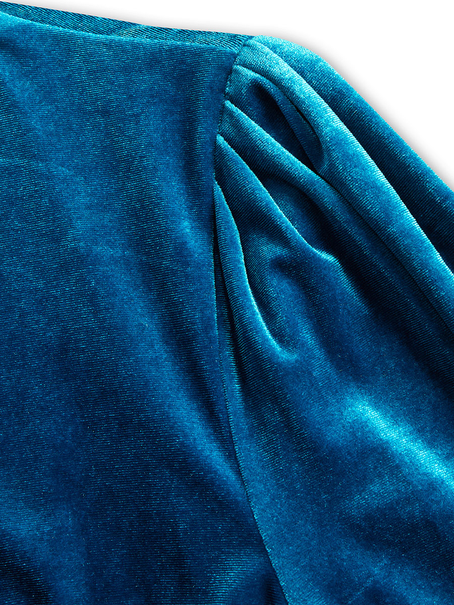 Isabelle Velvet Wrap Midi Dress Blue 8