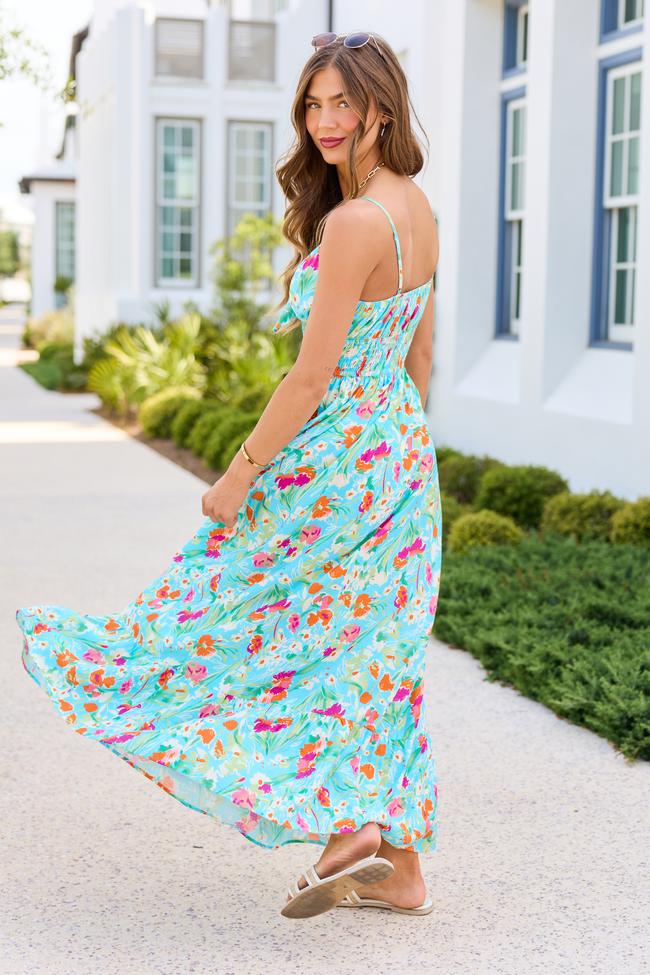 Lila Turquoise Floral Maxi Dress 2