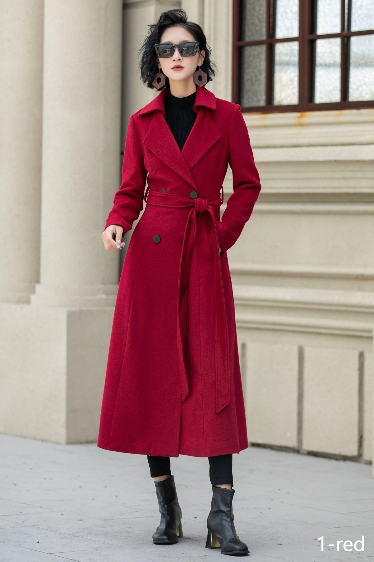 Margot Wool Maxi Coat Red 4