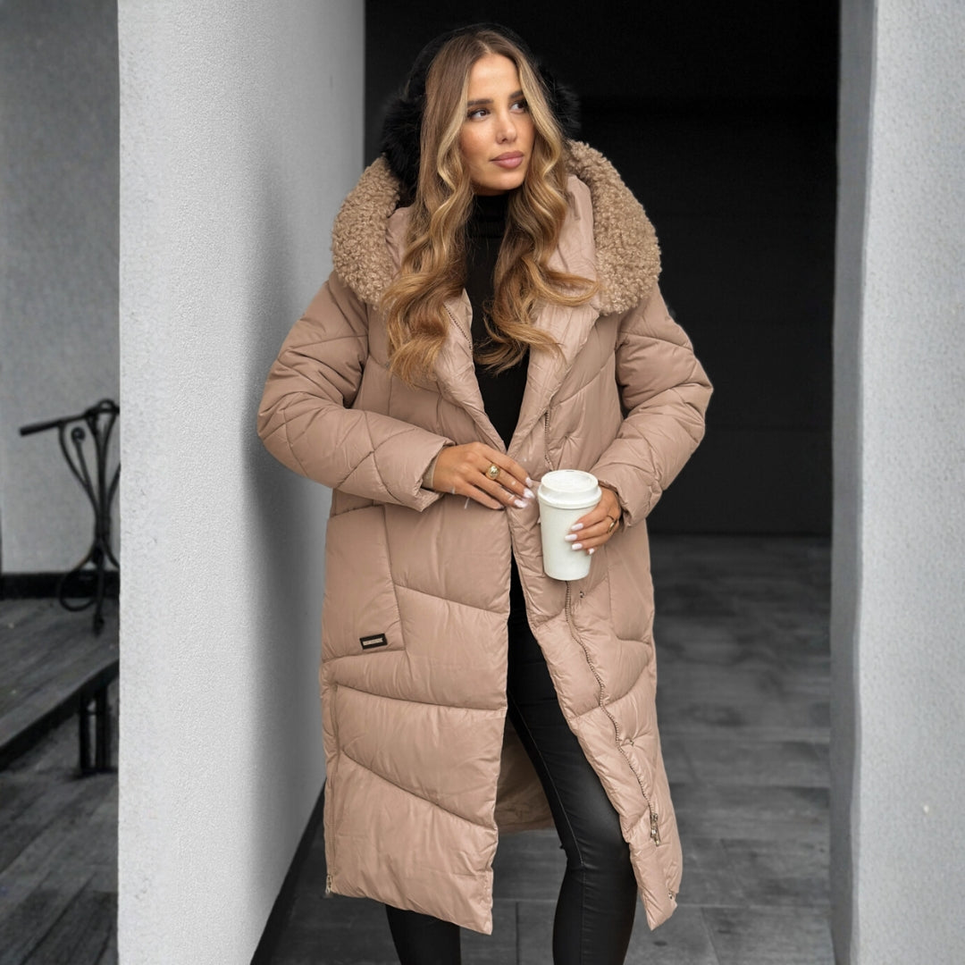 Alys Quilted Coat with Hood Black 2