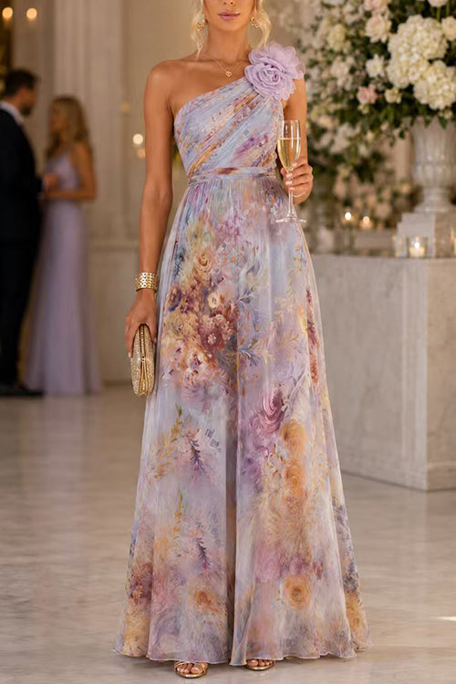 Margot Floral Linen Maxi Dress Lilac 2