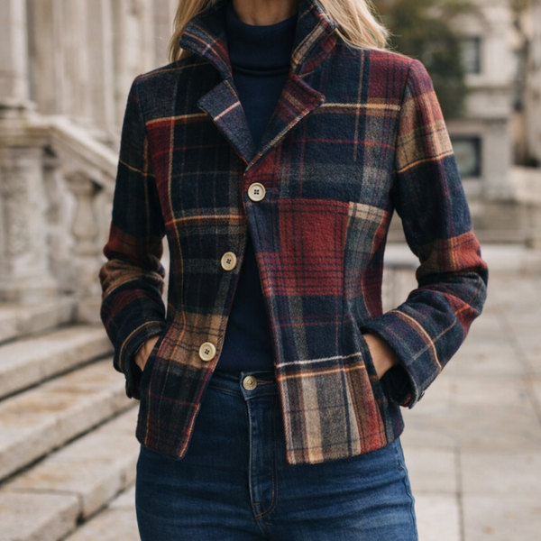 Penelope Plaid Mid-Season Coat