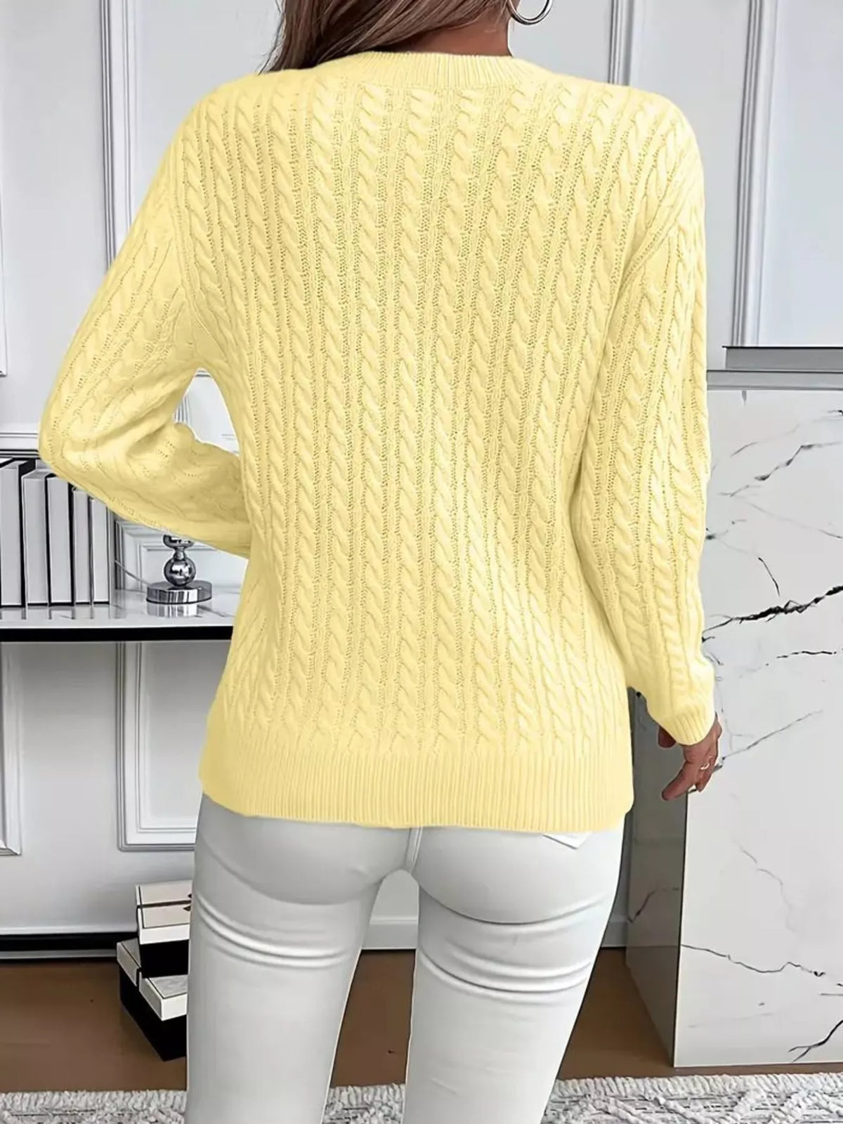 Margot Cable Knit Sweater Pastel Yellow 2