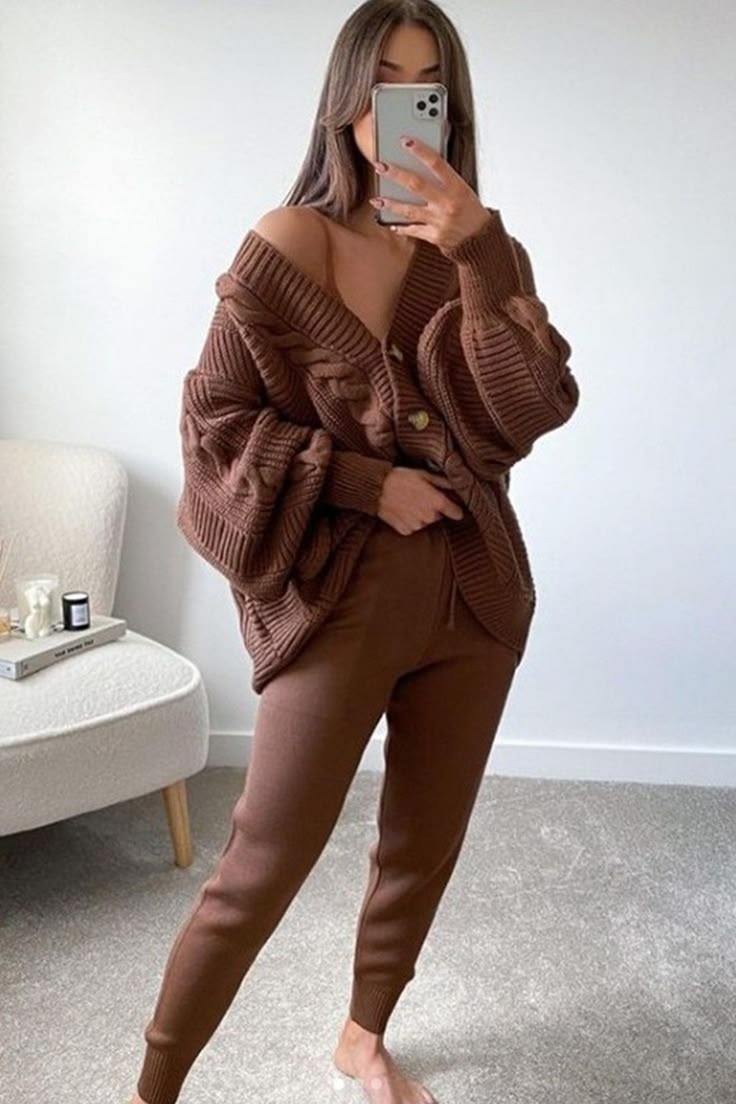 Adelaide Cardigan & Pencil Pants Set in Army Green Green 1