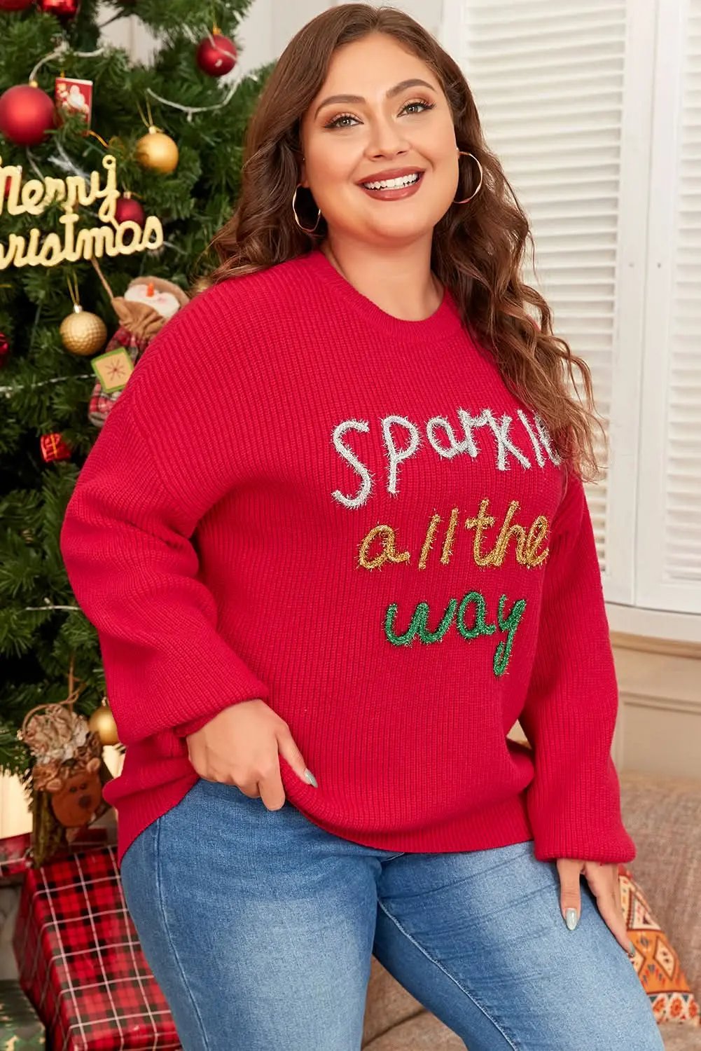 Margot Tinsel Sweater Burgundy 10