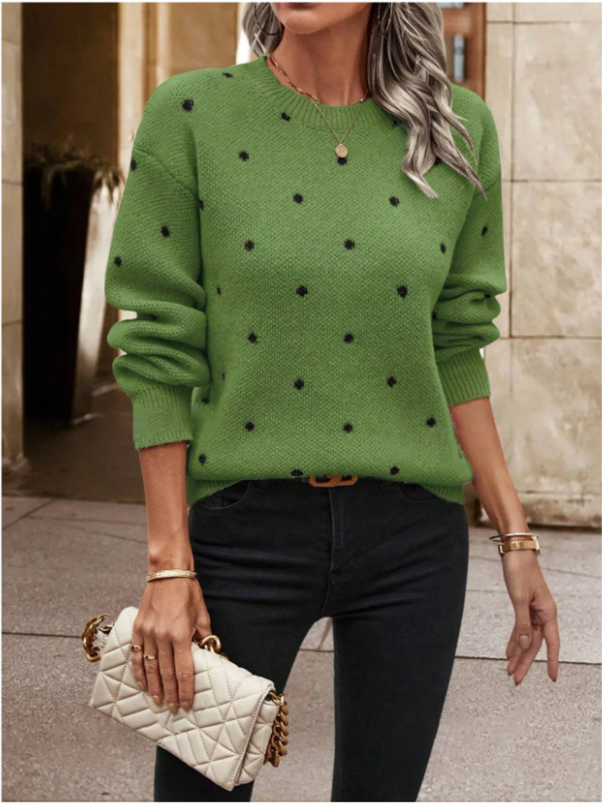 Violet Knit Sweater in Polka Dot Red 8